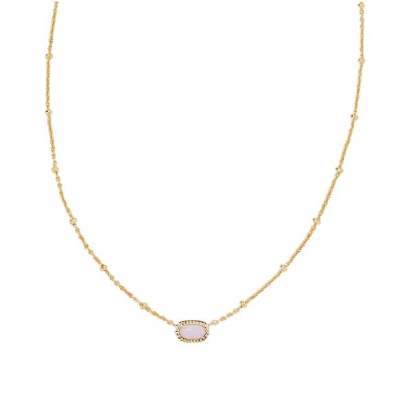 NEW Kendra Scott Mini Elisa Gold Necklace Pink Opalite Crystal NWT Gift Box - Picture 1 of 8